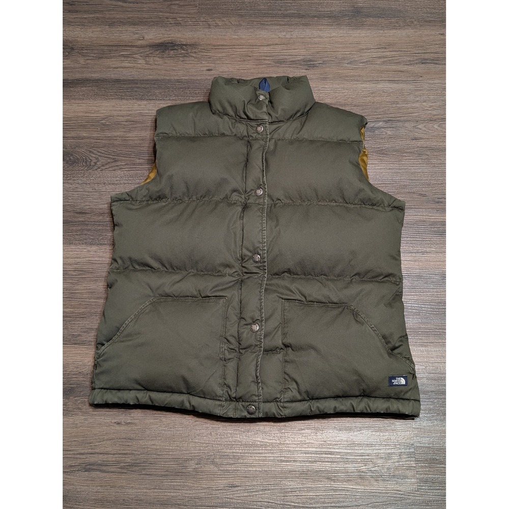 The North Face Mens A8ZH Olive Green Cotton Goose Down Puffer Vest Large F13‎
